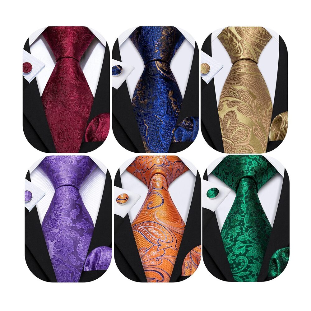 5395 6 PCS Ties Set Silk Business Fashion Woven Necktie Handkerchief